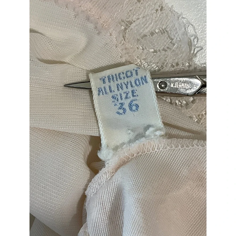 Vintage Vanity Fair Lace Chiffon Nightie Nightgown Bridal Coquette MCM Elegant S